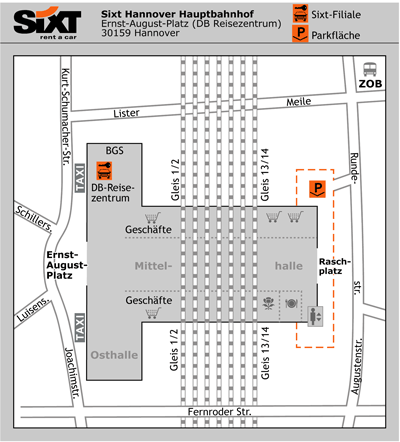 Sixt Autovermietung Hanover Central Train Station