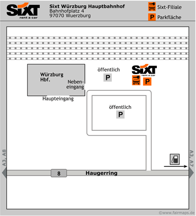Sixt Autovermietung Wurzburg Central Train Station