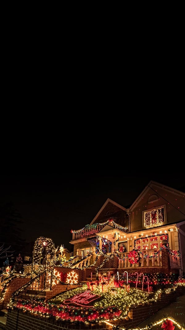 Holiday lights decorated house