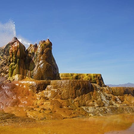 Fly Geyser (aka Fly Ranch Geyser), Gerlach, Nevada - avoid in summer as it can be hot