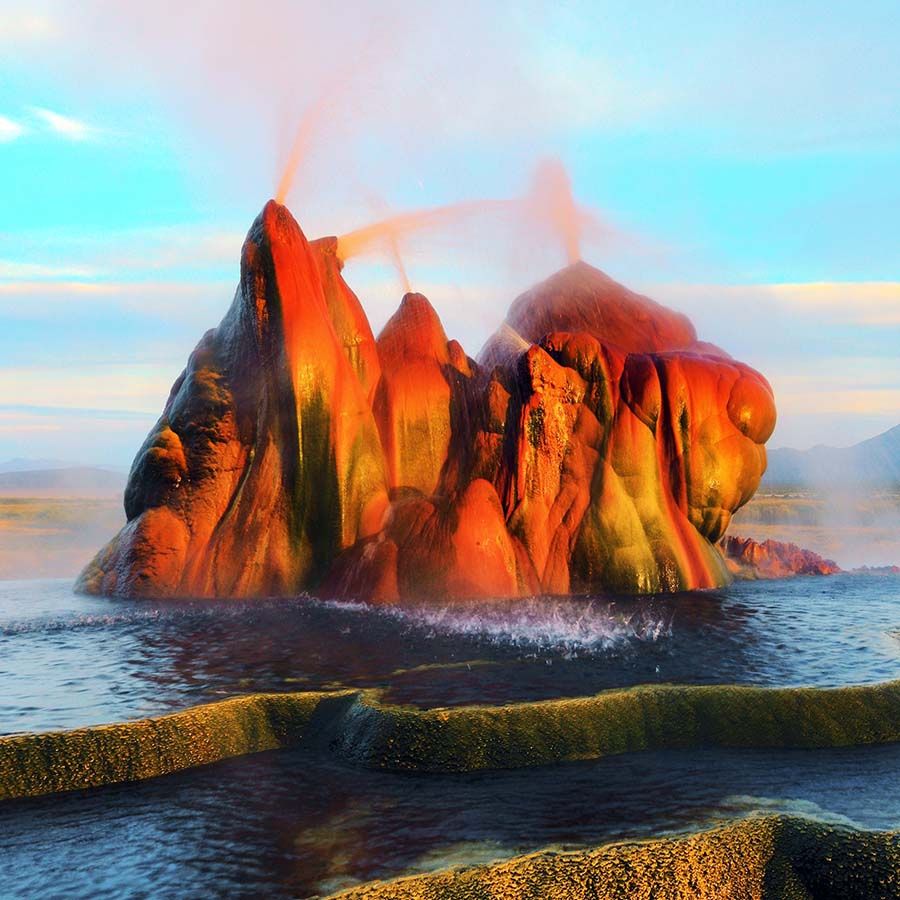 Fly Geyser (aka Fly Ranch Geyser), Gerlach, Nevada - avoid in summer as it can be hot