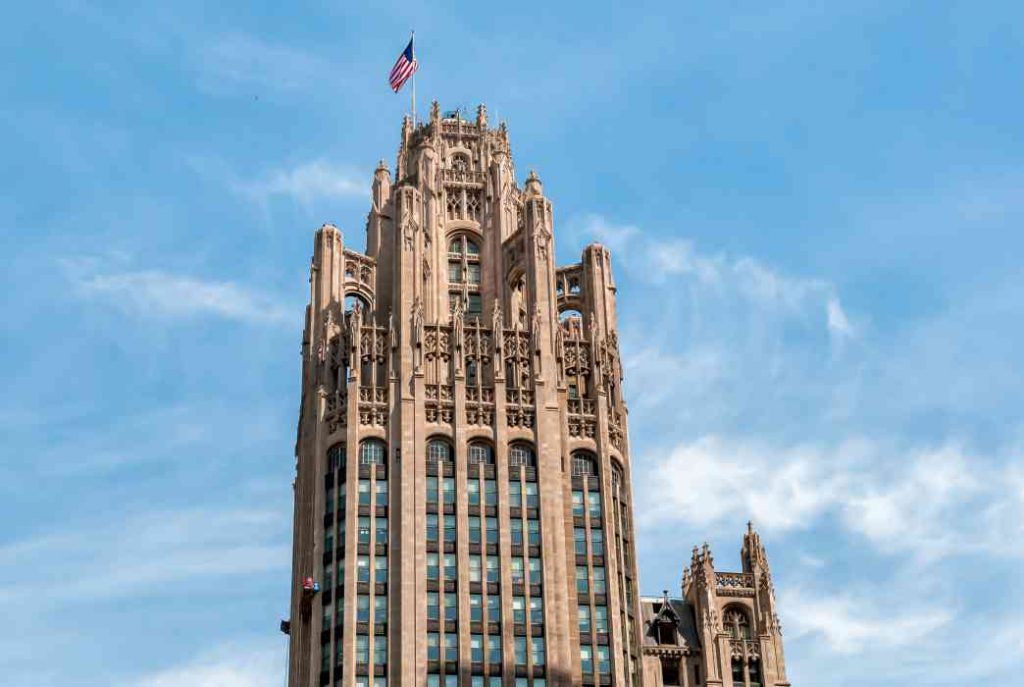 Top of Chicago Tribune Tower building