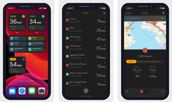 ETA traffic alert app screenshots