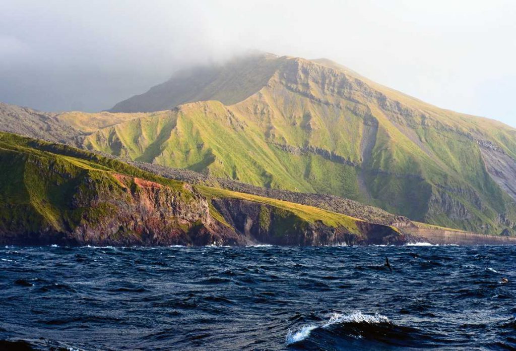 Green mountain on the Aleutian Islands