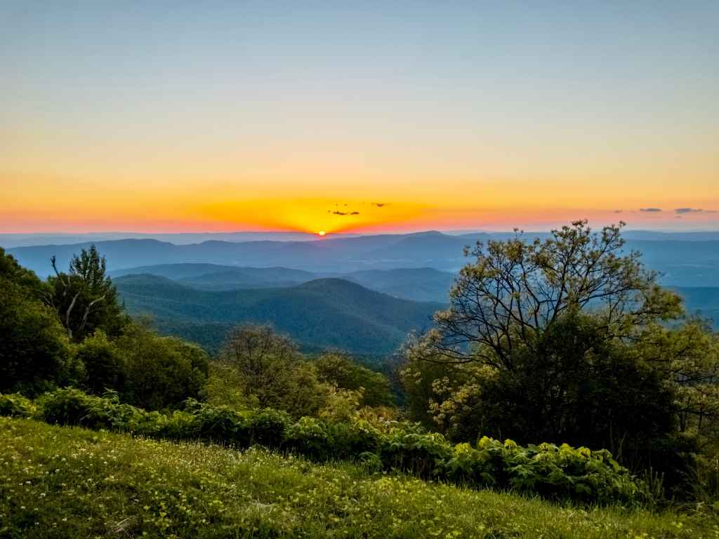 The Appalachian Mountains at sunset.