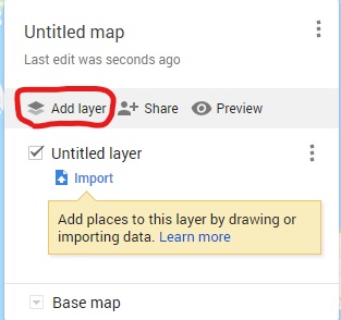 Add layer on Google Maps circled in red