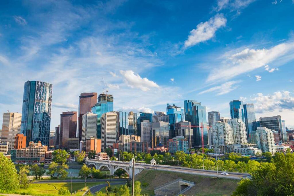 Calgary skyline in the sun