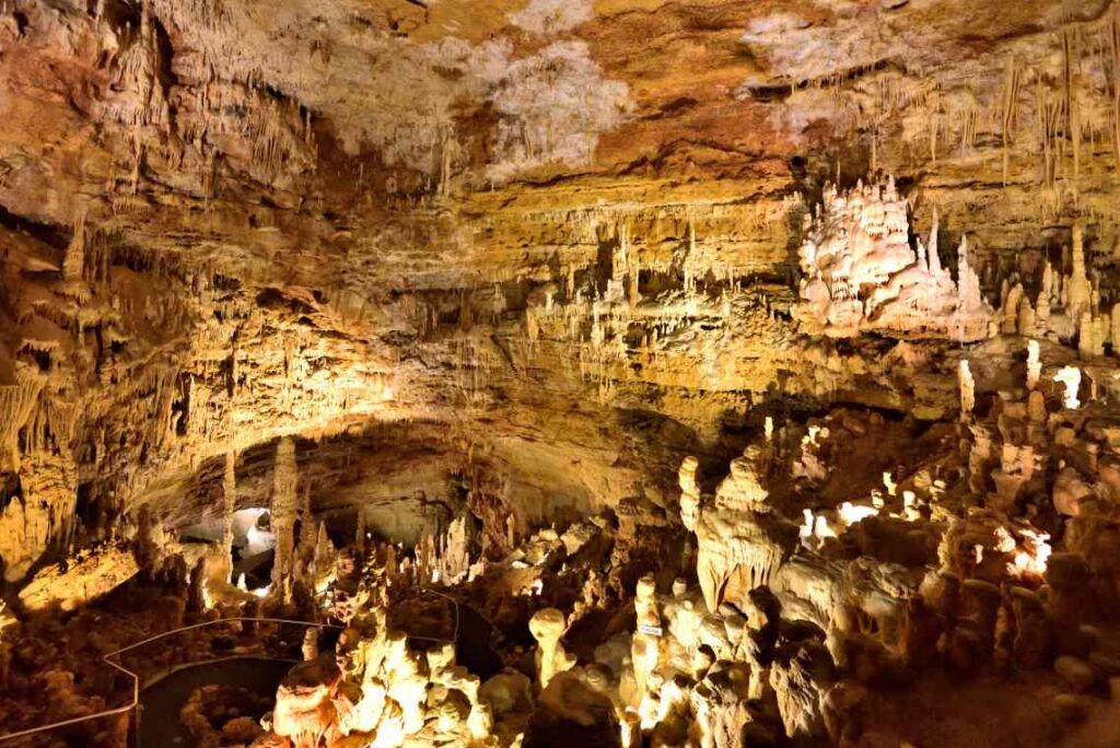 lit underground cavern formations