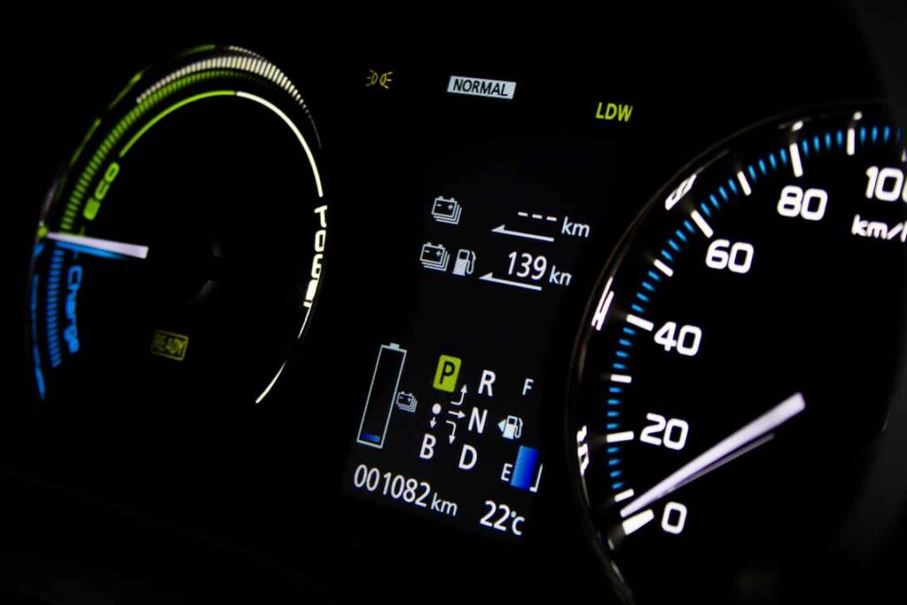 LED dashboard of a hybrid car