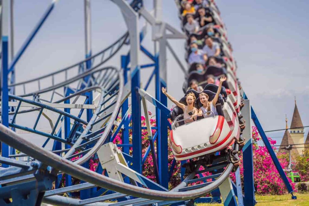 people riding on a rollercoaster