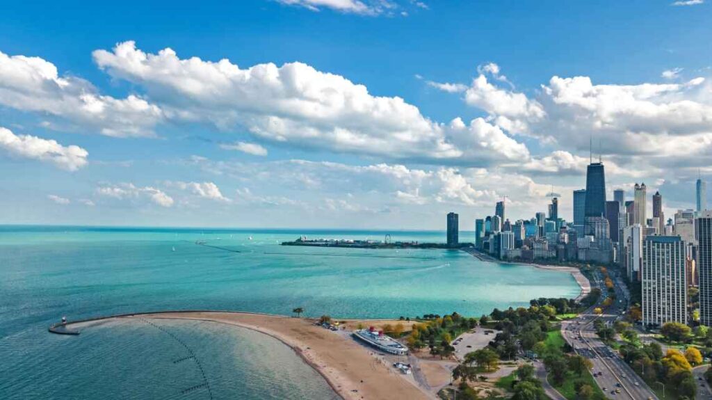 lake michigan and the chicago skyline