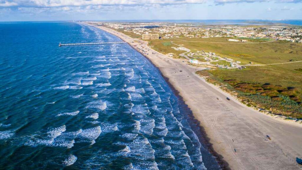 blue waters of the gulf of mexico against long beach 