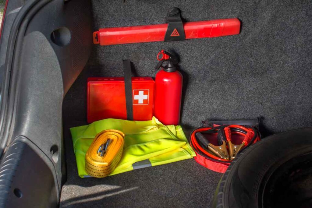 car safety equipment in a trunk