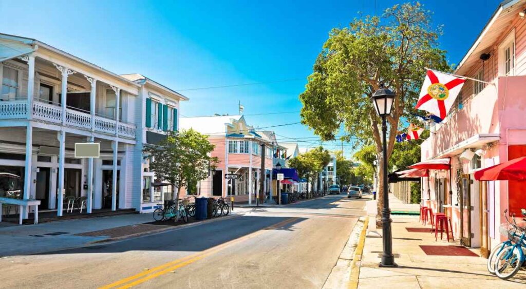 colorful buildings along duval street in key west florida