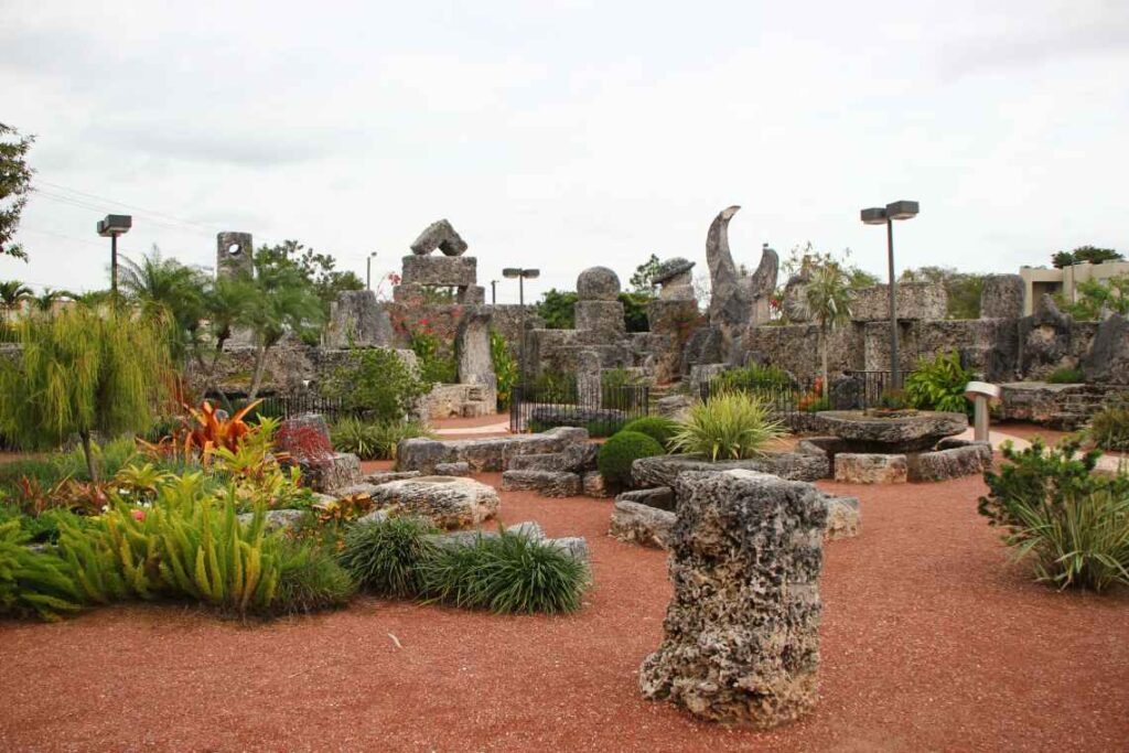 limestone sculpture garden coral castle with stone floor in homestead, florida