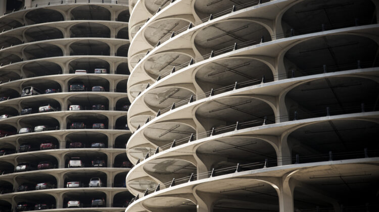 Multi level cars parking, Marina City Towers, Chicago, Illinois, USA