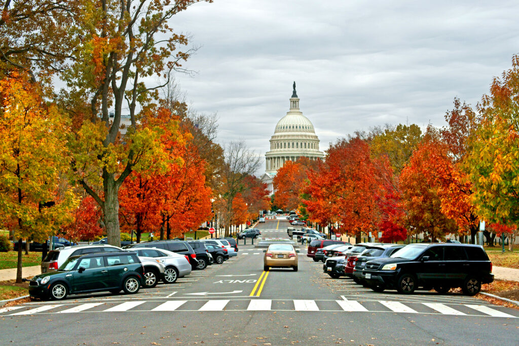 O-street Parking Washington, United States Capitol and Upper Senate Park. Washington, DC. Autumn