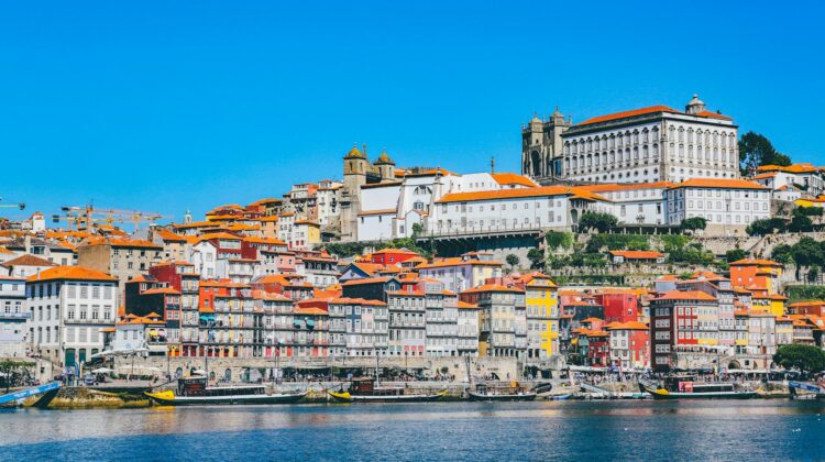 A wide view of the coast in Oporto, Portugal.