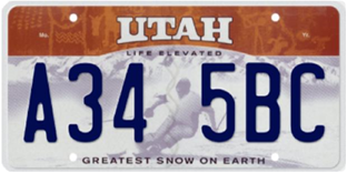 Life Elevated Skier, Utah license plate