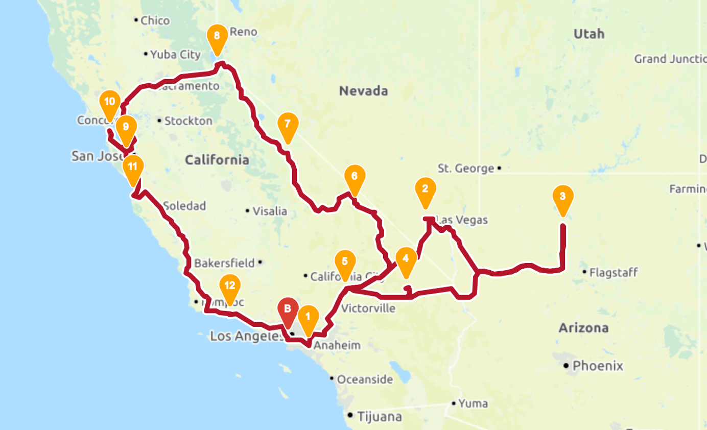 West Coast Road Trip California, Nevada, Arizona SIXT rent a car